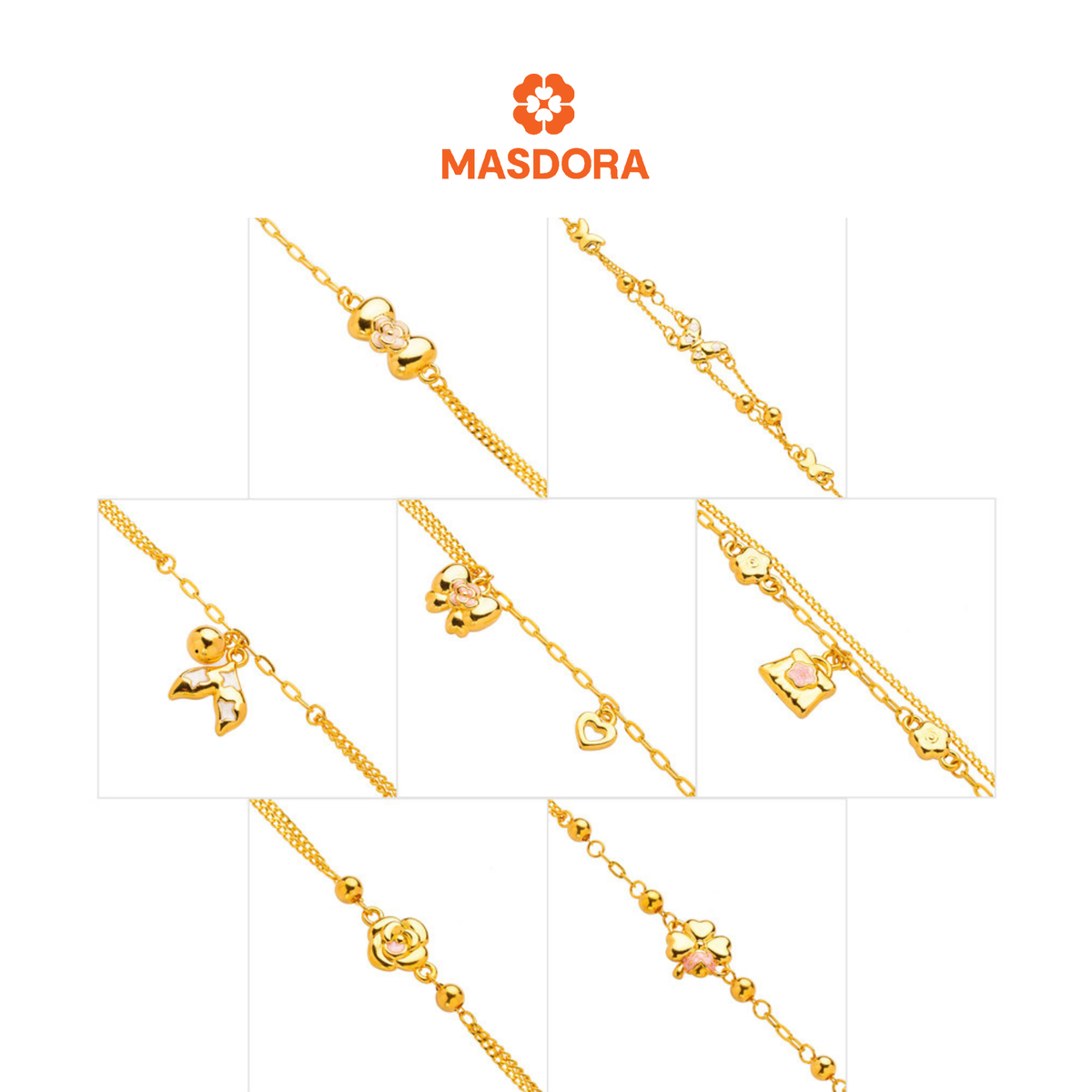 MASDORA 999 Gold Bracelet Rantai Tangan Emas ~ Cute Enamel Edition (EMAS 999/24K)