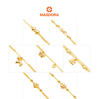 MASDORA 999 Gold Bracelet Rantai Tangan Emas ~ Cute Enamel Edition (EMAS 999/24K)
