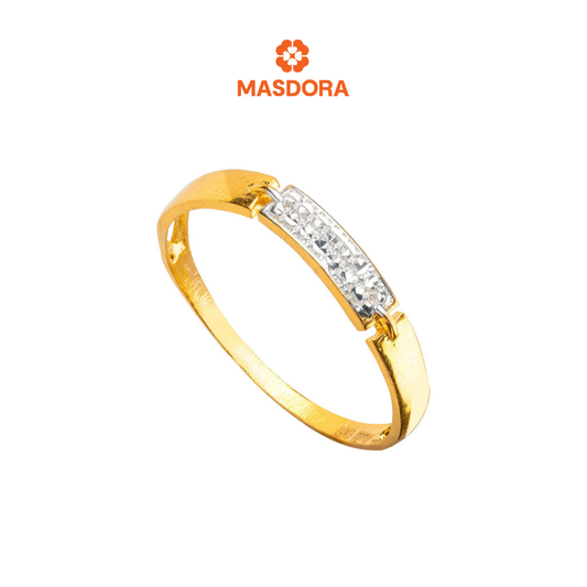 MASDORA 916 Gold Ring Rings Cincin Emas ~ Duotone Timeless Diamond Cut (EMAS 916/22K)