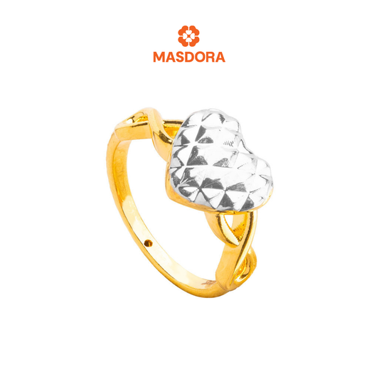 MASDORA 916 Gold Ring Rings Cincin Emas ~ HG Twisted Diamond Heart (EMAS 916/22K)