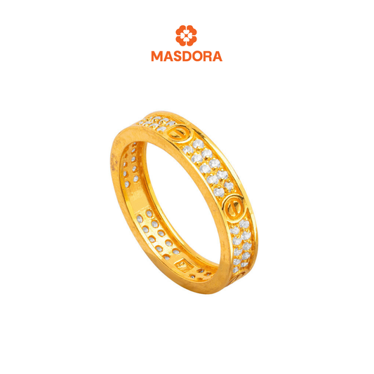 MASDORA 916 Gold Ring Rings Cincin Emas ~ Exclusive Love-Paved Screw Mark (EMAS 916/22K)