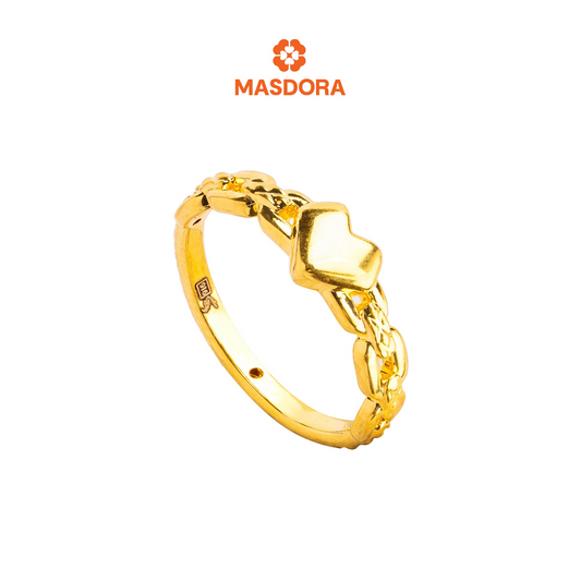 MASDORA 916 Gold Ring Rings Cincin Emas ~ HG Golden Solid Heart Chain (EMAS 916/22K)