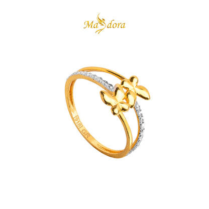 MASDORA 916 Gold Ring Rings Cincin Emas ~ Duotone Double Butterfly (EMAS 916/22K)