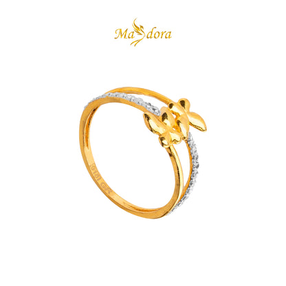 MASDORA 916 Gold Ring Rings Cincin Emas ~ Duotone Double Butterfly (EMAS 916/22K)