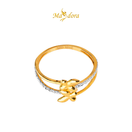 MASDORA 916 Gold Ring Rings Cincin Emas ~ Duotone Double Butterfly (EMAS 916/22K)