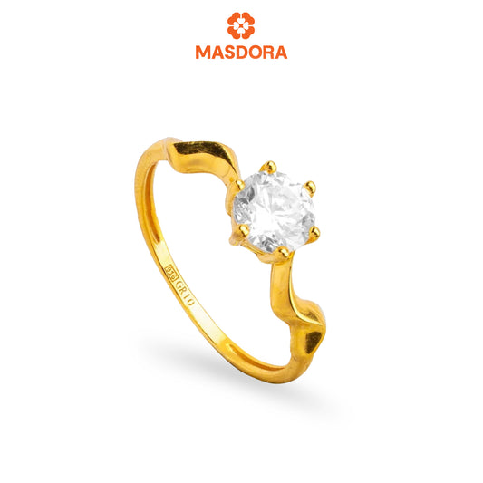 MASDORA 916 Gold Ring Rings Cincin Emas ~ Golden Wavy Solitaire (EMAS 916/22K)
