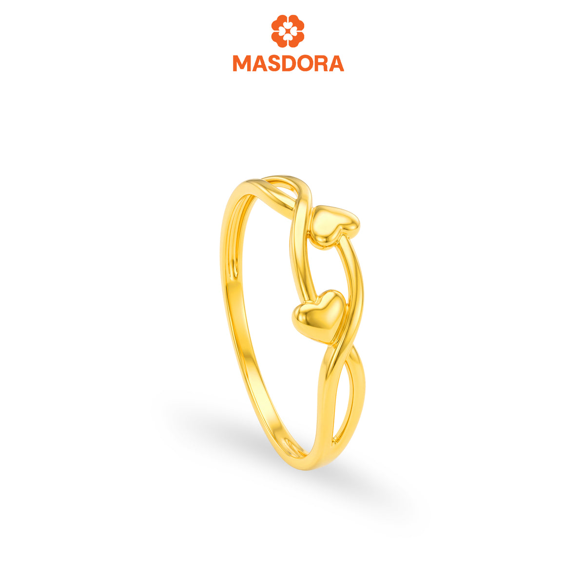 MASDORA 916 Gold Ring Rings Cincin Emas ~ Golden Flirty Hearts (EMAS 916/22K)