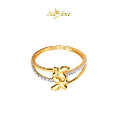 MASDORA 916 Gold Ring Rings Cincin Emas ~ Duotone Double Butterfly (EMAS 916/22K)