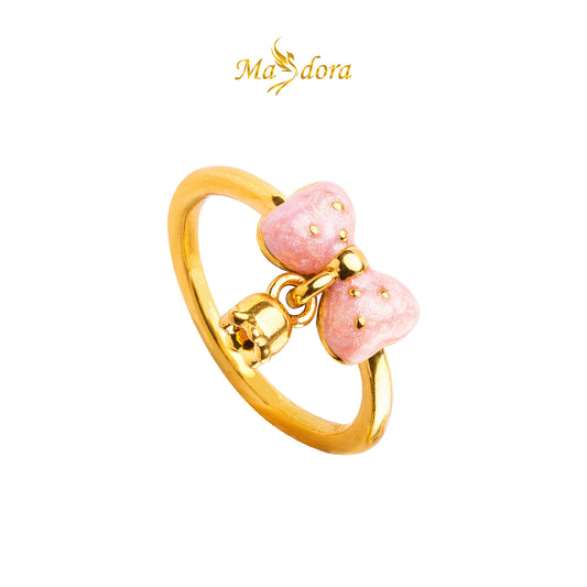 MASDORA 999 Gold Ring Rings Cincin Emas ~ Ribbon Bellflower Dangle  (EMAS 999/24K)