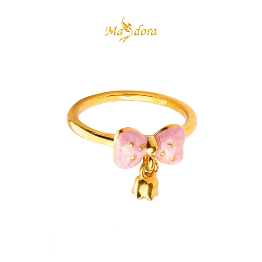 MASDORA 999 Gold Ring Rings Cincin Emas ~ Ribbon Bellflower Dangle  (EMAS 999/24K)