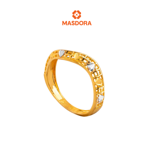 MASDORA 916 Gold Ring Rings Cincin Emas ~ Duotone Wavy Love (EMAS 916/22K)