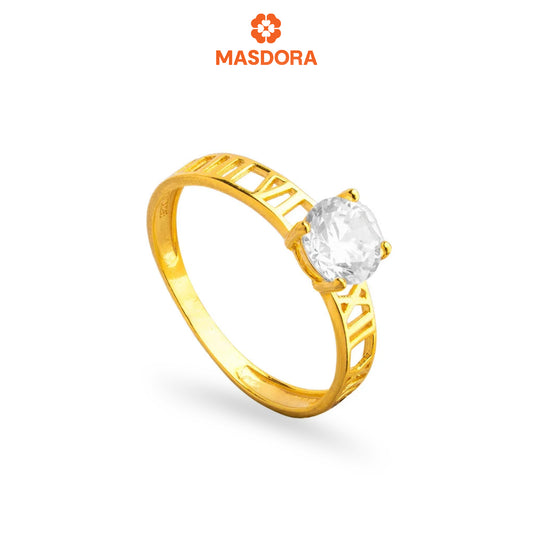 MASDORA 916 Gold Ring Rings Cincin Emas ~ Roman Numeral Solitaire (EMAS 916/22K)