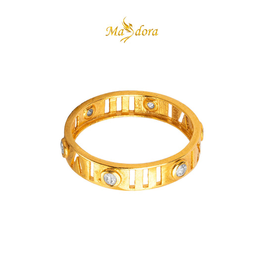 MASDORA 916 Gold Ring Rings Cincin Emas ~ Sparkling Roman Band (EMAS 916/22K)