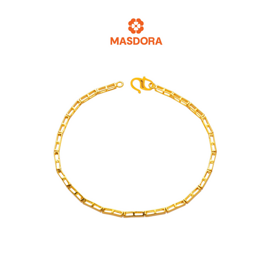 MASDORA 916 Gold Bracelet Rantai Tangan Emas ~ High Polished Lined Links (EMAS 916/22K)