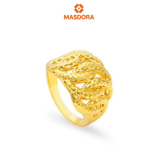 MASDORA 916 Gold Ring Rings Cincin Emas ~ HG Golden Wide Centipede (EMAS 916/22K)