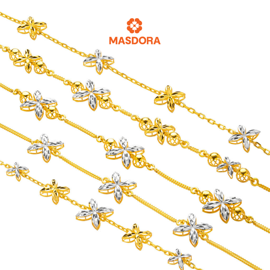 MASDORA 916 Gold Bracelet Rantai Tangan Emas ~ Duotone Star Anise (EMAS 916/22K)