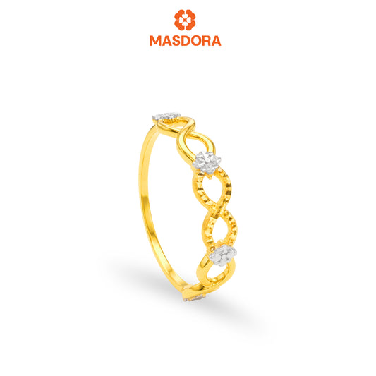 MASDORA 916 Gold Ring Cincin Emas ~Duotone Connected Ribbons (EMAS 916/22K)