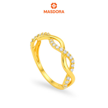 MASDORA 916 Gold Ring Rings Cincin Emas ~ Sparkling Twisting Wave (EMAS 916/22K)
