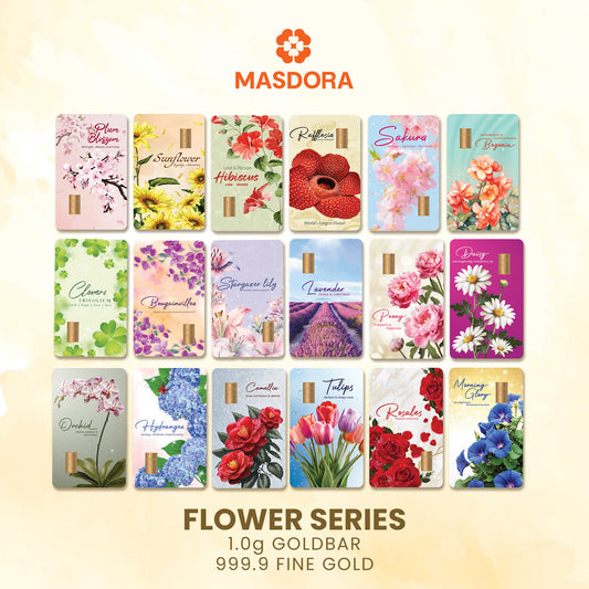 MASDORA 999.9 Gold Bar 1.00GM Flower Series - Assorted Design (EMAS 999.9/24K)