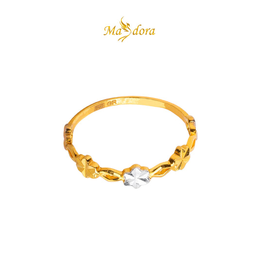 MASDORA 916 Gold Ring Rings Cincin Emas ~ Duotone Flower Links (EMAS 916/22K)