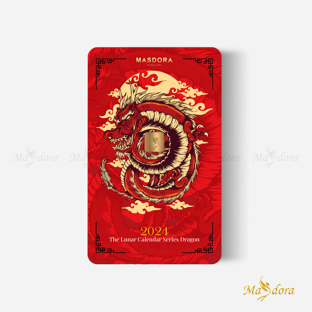 MASDORA 999.9 Gold Bar 0.25GM Calendar Year Collection ~ Golden Dragon Lunar (EMAS 999.9/24K)