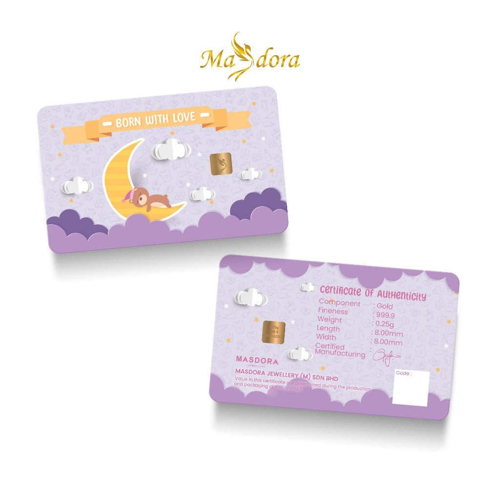 MASDORA 999.9 Gold Bar 0.25GM Gift Series ~ Newborn Baby Love (EMAS 999.9/24K)