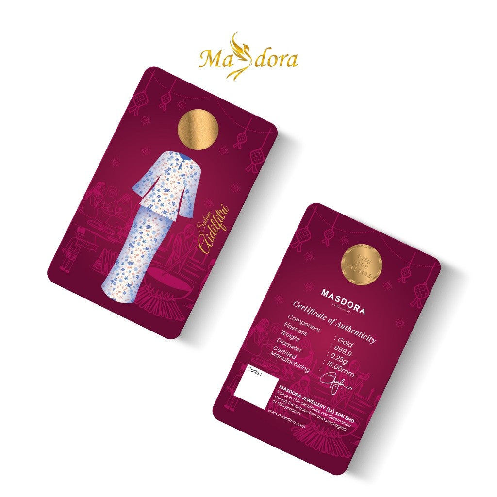 MASDORA 999.9 Gold Bar 1.00GM (0.25GM X 4) Gift Series ~ 2024 Raya Edition COMBO SET (EMAS 999.9/24K)