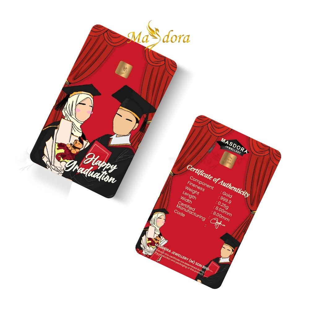 MASDORA 999.9 Gold Bar 0.25GM Gift Series ~ Happy Graduation (EMAS 999.9/24K)