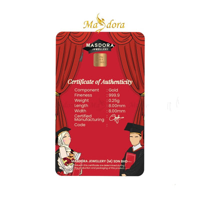 MASDORA 999.9 Gold Bar 0.25GM Gift Series ~ Happy Graduation (EMAS 999.9/24K)