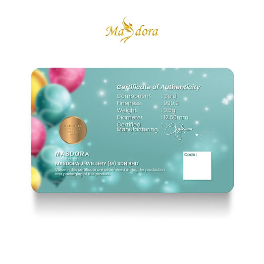 MASDORA 999.9 Gold Bar 0.50GM Gift Series - Happy Birthday 1 (EMAS 999.9/24K)