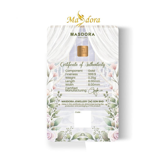 MASDORA 999.9 Gold Bar 0.25GM Gift Series ~ Selamat Bertunang (EMAS 999.9/24K)