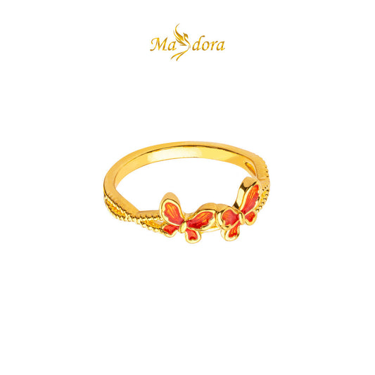 MASDORA 999 Gold Ring Rings Cincin Emas ~ Double Sweet Butterfly (EMAS 999/24K)