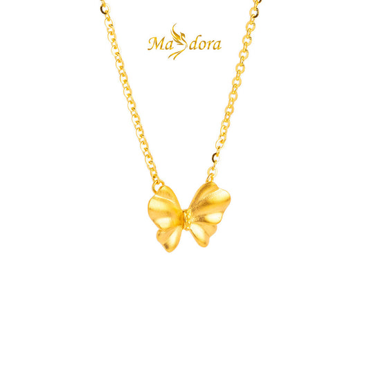 MASDORA 999 Gold Necklace Rantai Leher Emas ~ Matte Butterfly (EMAS 999/24K)