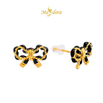 MASDORA 999 Gold Earring Earrings Emas ~ Black Sugary Pretzel (EMAS 999/24K)