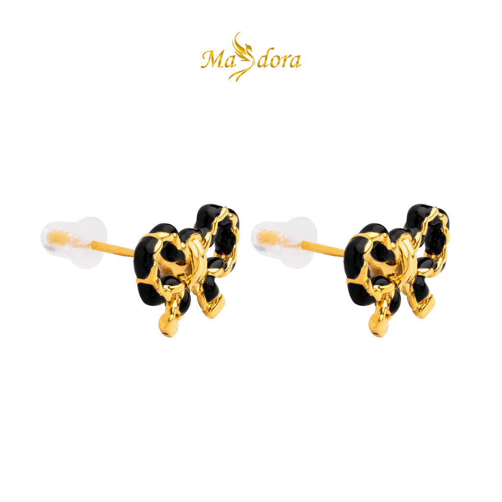MASDORA 999 Gold Earring Earrings Emas ~ Black Sugary Pretzel (EMAS 999/24K)