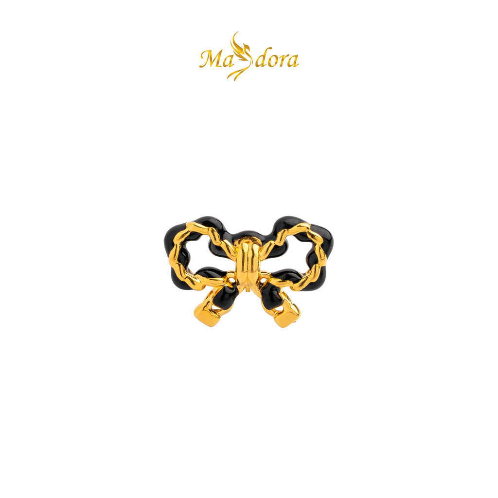 MASDORA 999 Gold Earring Earrings Emas ~ Black Sugary Pretzel (EMAS 999/24K)