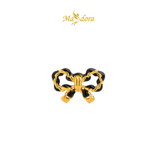 MASDORA 999 Gold Earring Earrings Emas ~ Black Sugary Pretzel (EMAS 999/24K)