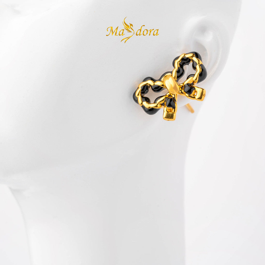 MASDORA 999 Gold Earring Earrings Emas ~ Black Sugary Pretzel (EMAS 999/24K)