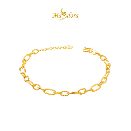 MASDORA 999 Gold Bracelet Rantai Tangan Emas ~ Golden Tangled Paperclip (EMAS 999/24K)