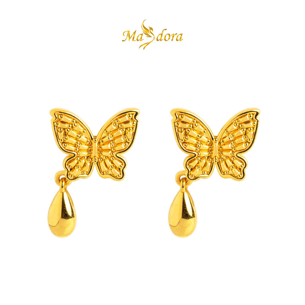 MASDORA 999 Gold Earring Earrings Emas ~ Glorious Butterfly Dangle (EMAS 999/24K)