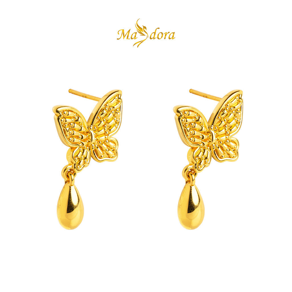 MASDORA 999 Gold Earring Earrings Emas ~ Glorious Butterfly Dangle (EMAS 999/24K)