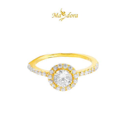 MASDORA 916 Gold Ring Rings Cincin Emas - Sparkling Double Halo (EMAS 916/22K)