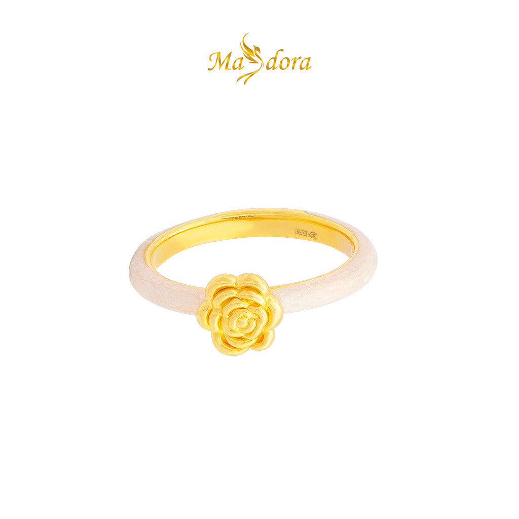 MASDORA 999 Gold Ring Rings Cincin Emas ~ Rosie Glittery Pearl (EMAS 999/24K)
