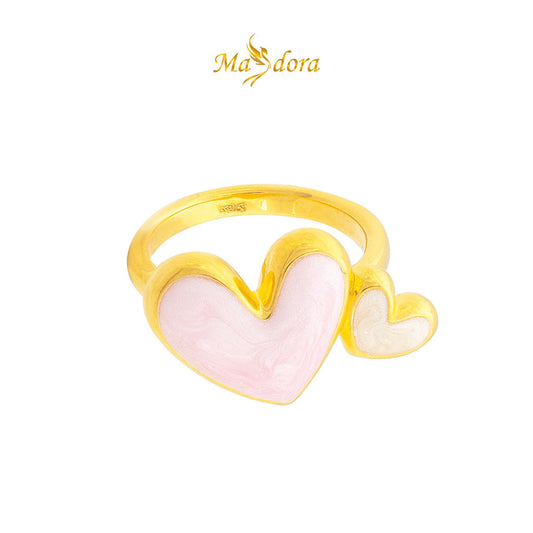 MASDORA 999 Gold Ring Rings Cincin Emas ~ Twee Double Hearts (EMAS 999/24K)