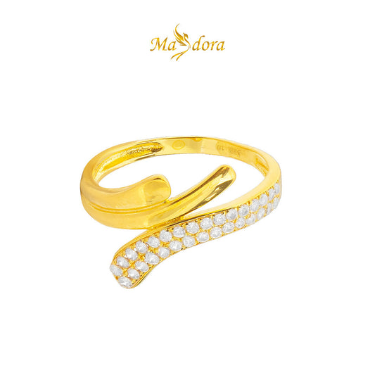 MASDORA 916 Gold Ring Rings Cincin Emas ~ Sparkling Swoosh (EMAS 916/22K)