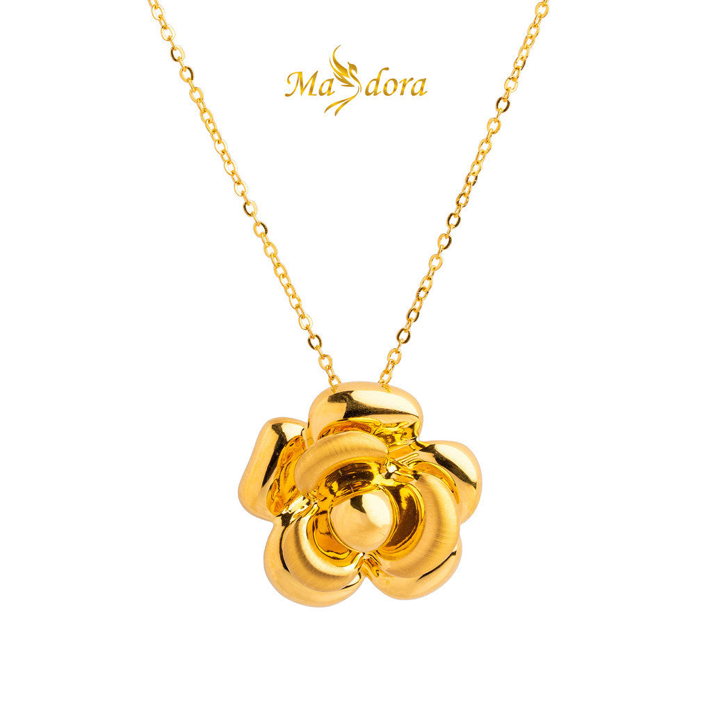 MASDORA 999 Gold Necklace Rantai Leher Emas ~ Glorious Rose (EMAS 999/24K)
