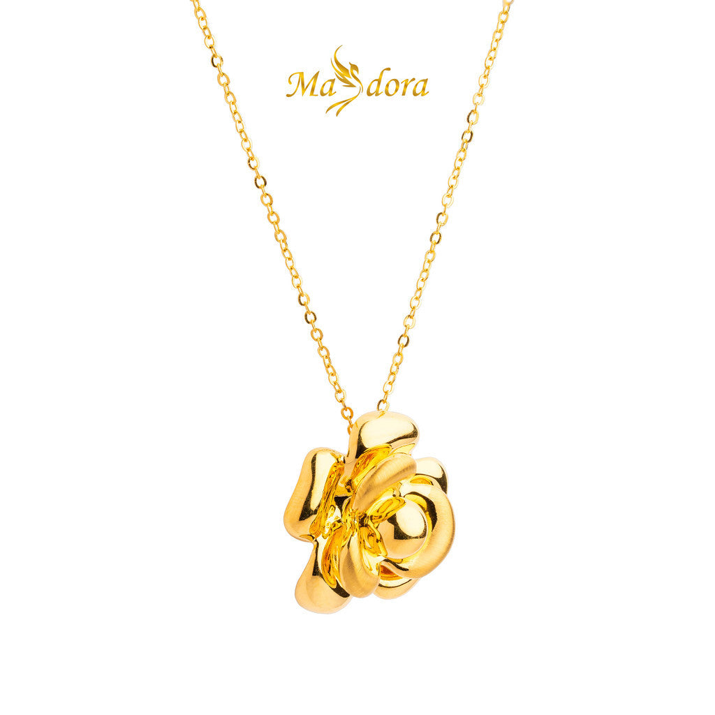 MASDORA 999 Gold Necklace Rantai Leher Emas ~ Glorious Rose (EMAS 999/24K)