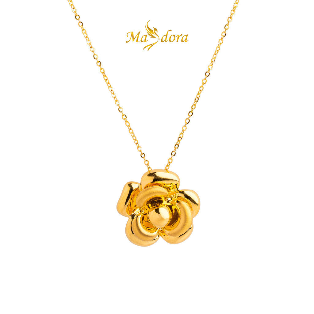 MASDORA 999 Gold Necklace Rantai Leher Emas ~ Glorious Rose (EMAS 999/24K)