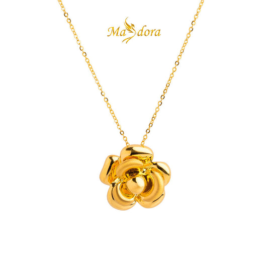 MASDORA 999 Gold Necklace Rantai Leher Emas ~ Glorious Rose (EMAS 999/24K)