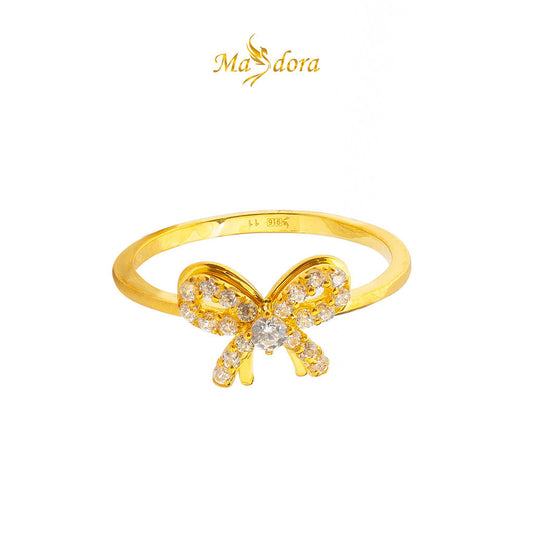 MASDORA 916 Gold Ring Rings Cincin Emas ~ Sparkling Cutie Ribbon (EMAS 916/22K)